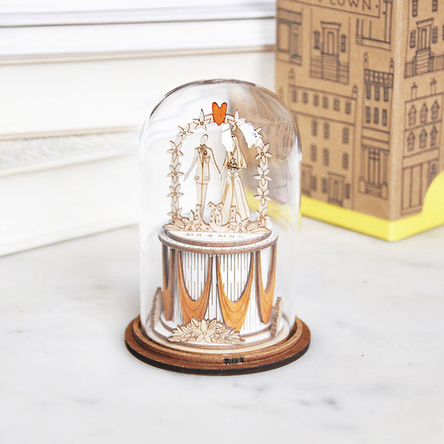Mr & Mrs Wedding Glass Dome Figurine