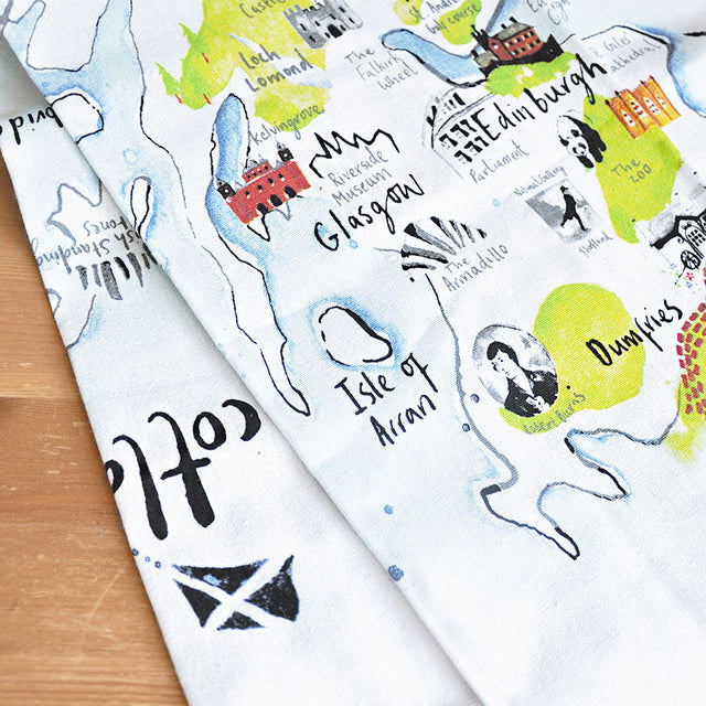 Scotland Map Tea Towel