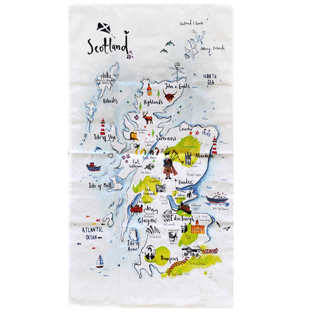 Scotland Map Tea Towel