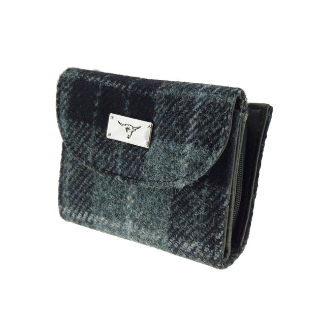 Grey and Black Tartan Harris Tweed Jura Short Wallet