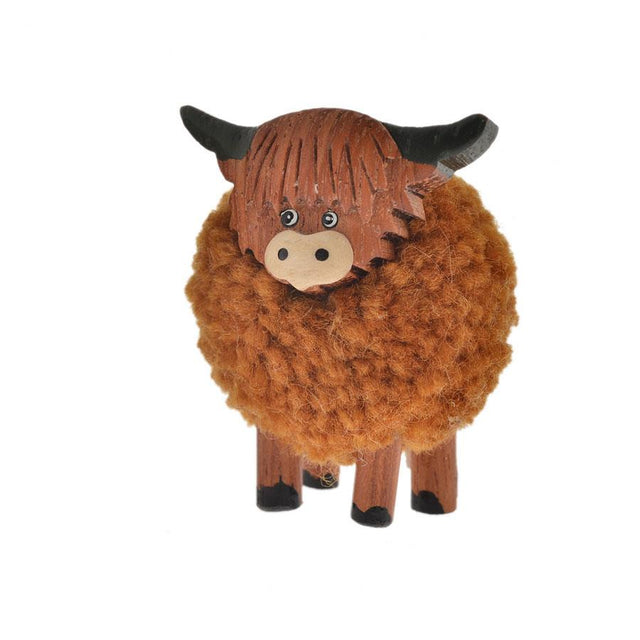 Pom Pom Highland Cow Standing Decoration