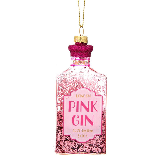 Pink Gin Bottle Shaped Bauble