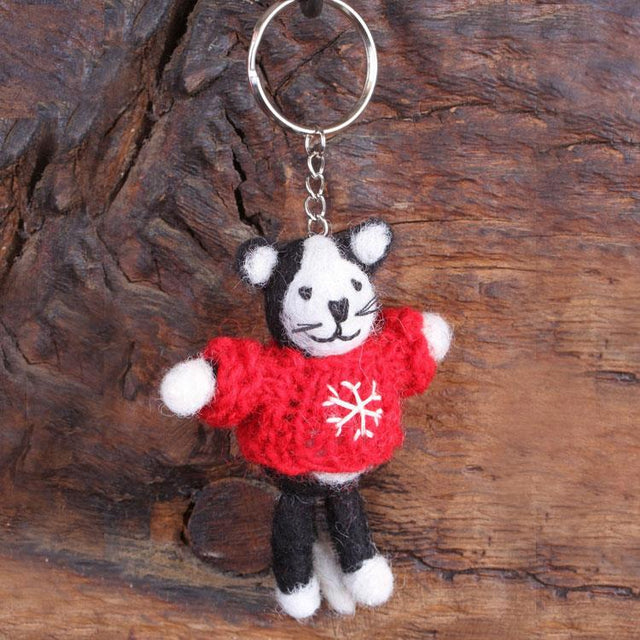 Cuthbert The Cat Felt Keyring