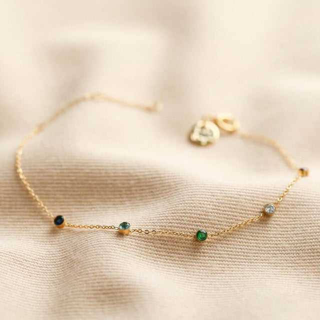 Rainbow Crystals Bracelet in Gold