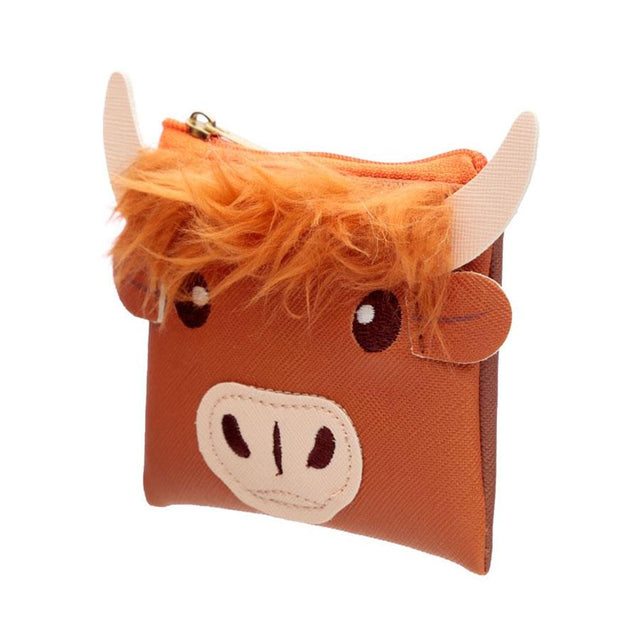 Highland Coo Cow Fluffy Fringe Purse