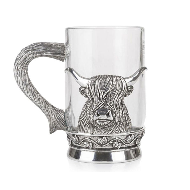 Highland Cow Glass and Pewter Tankard