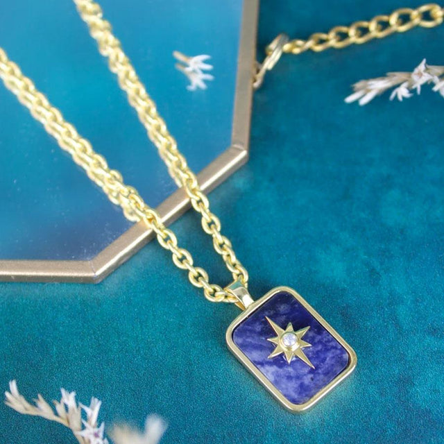Lapis Lazuli Starburst Pendant Necklace