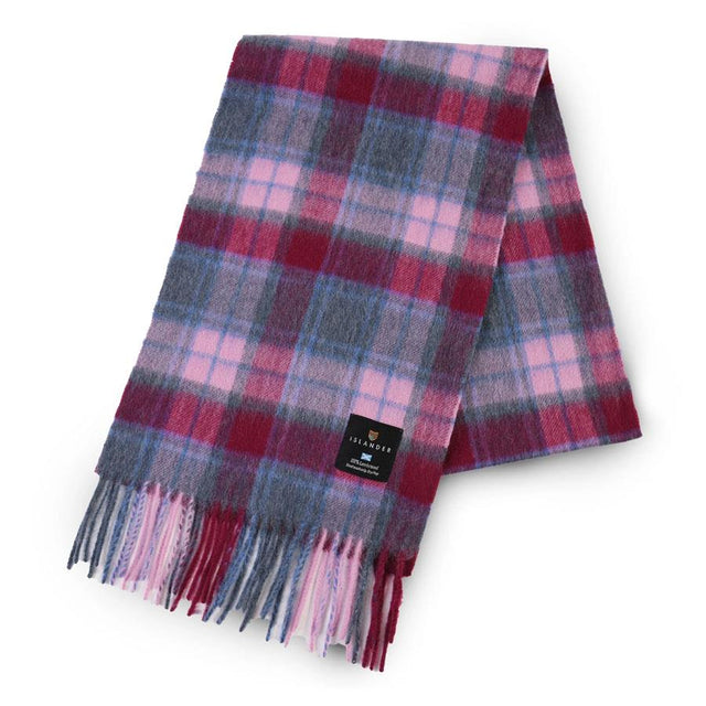 Pink and Blue Tartan Lambswool Scarf