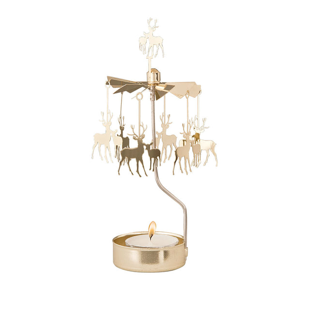 Deer Tea Light Rotary in Gold