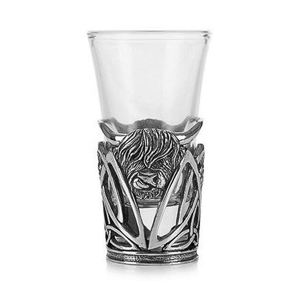 Highland Cow Shot Glass & Pewter Holder