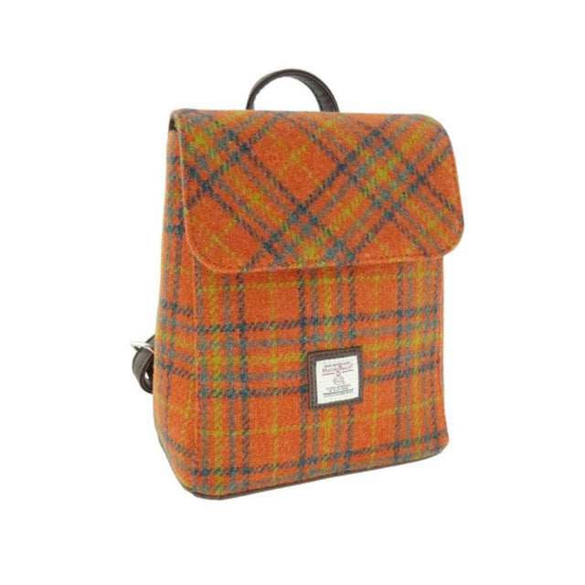 Harris Tweed Mini Backpack in Deep Orange Check