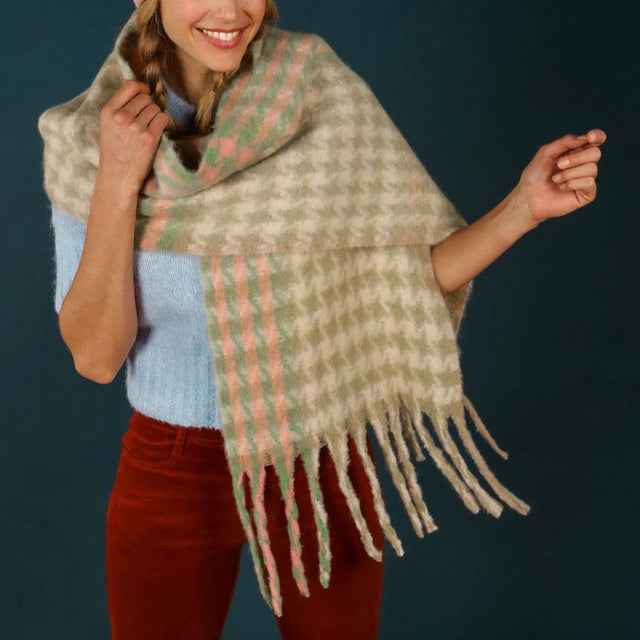 Ishbel Cosy Scarf in Stone and Vanilla