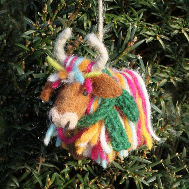 Hughie The Highland Cow Felt Hanging Decoration