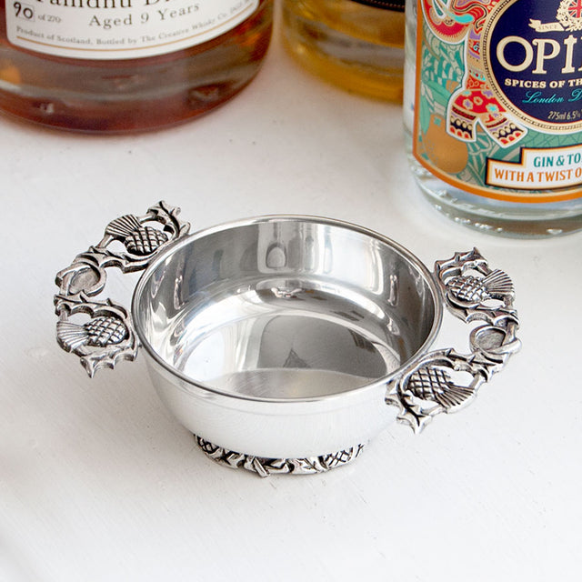 Small Thistle Pewter Quaich Bowl
