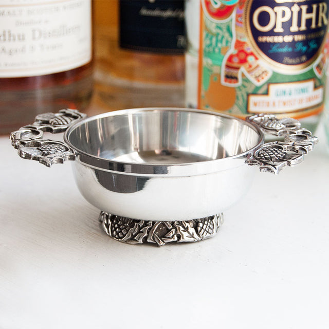 Small Thistle Pewter Quaich Bowl