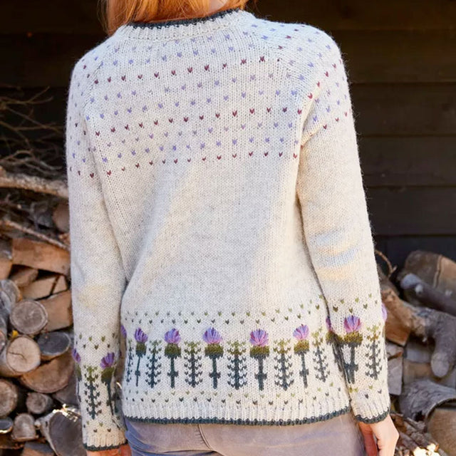 Thistle Pattern Wool Sweater - Large