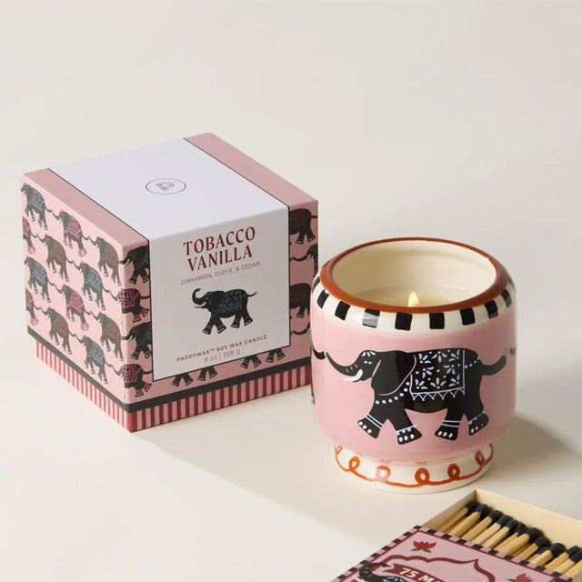 Tobacco Vanilla Elephant Ceramic Candle