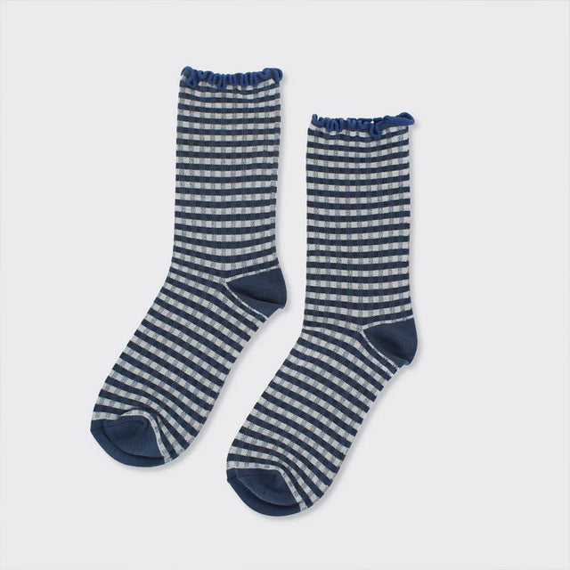 Navy Gingham Women's Socks