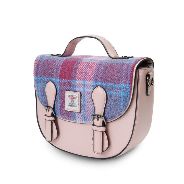 Harris Tweed Pink and Blue Tartan Mini Cobble Satchel