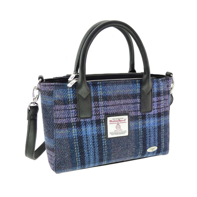 Harris Tweed Brora Tote in Blue & Purple Stewart Tartan