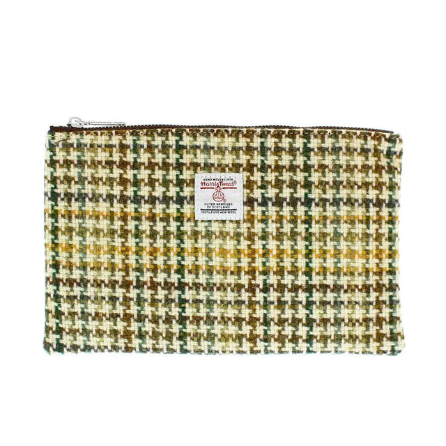 Harris Tweed Yellow, Green & Brown Dogtooth Berneray Zip Pouch