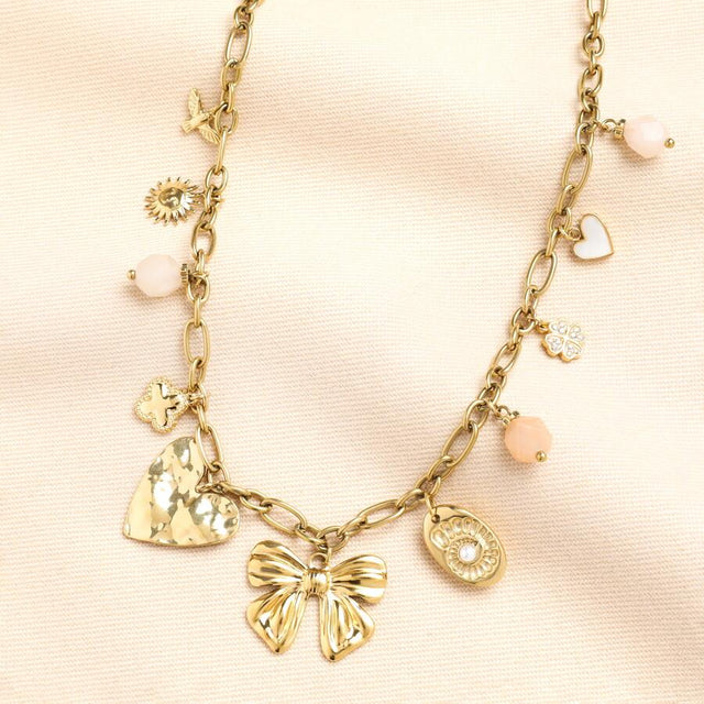 Chunky Charm Necklace in Gold