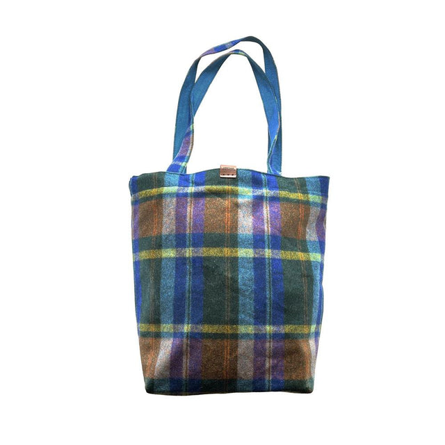 Blue Check Heritage Tweed Shopper Bag