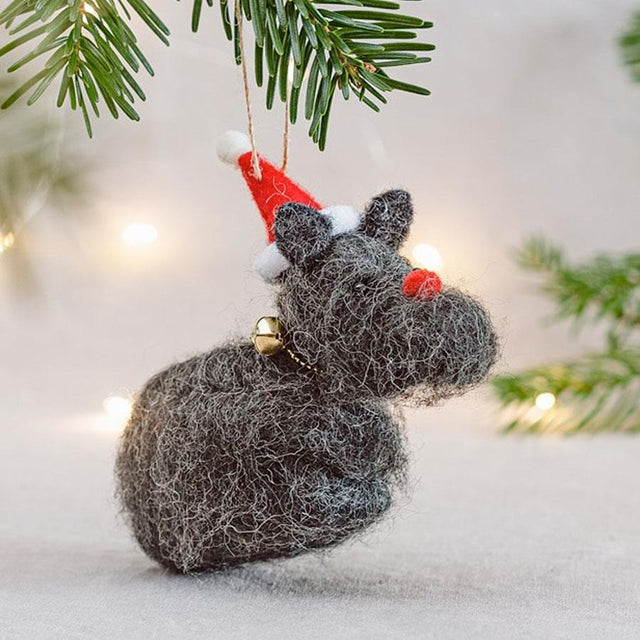 Red Nosed Scottie Felt Hanging Decoration