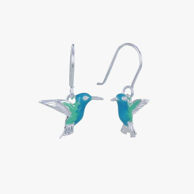 Hummingbird Silver and Enamel Earrings