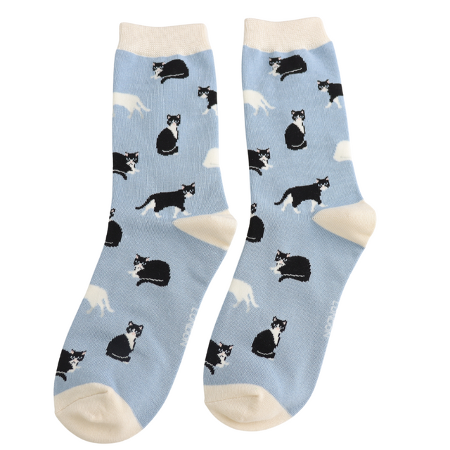 Black & White Cat Women's Socks in Matchbox