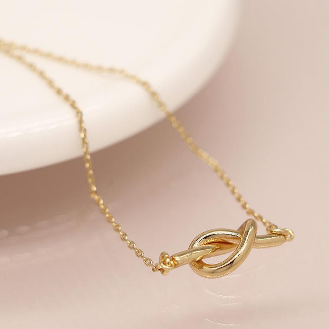 Faux Gold Plated Dainty Knot Necklace