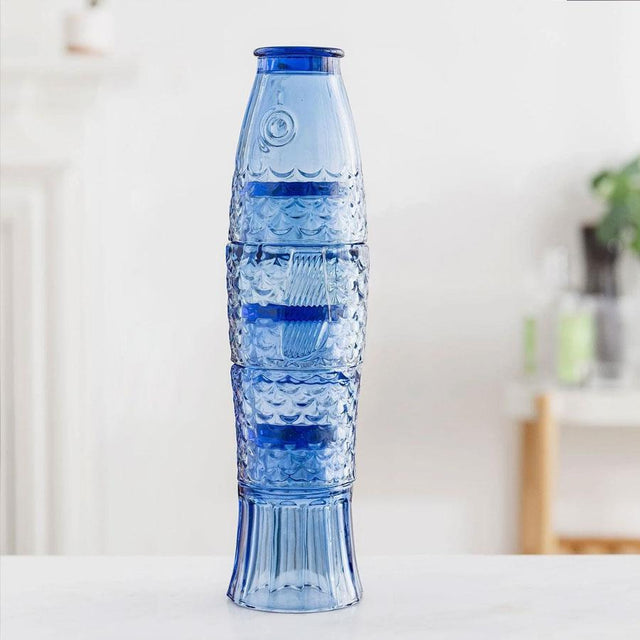 Blue Stacking Fish Glasses - Set of 4