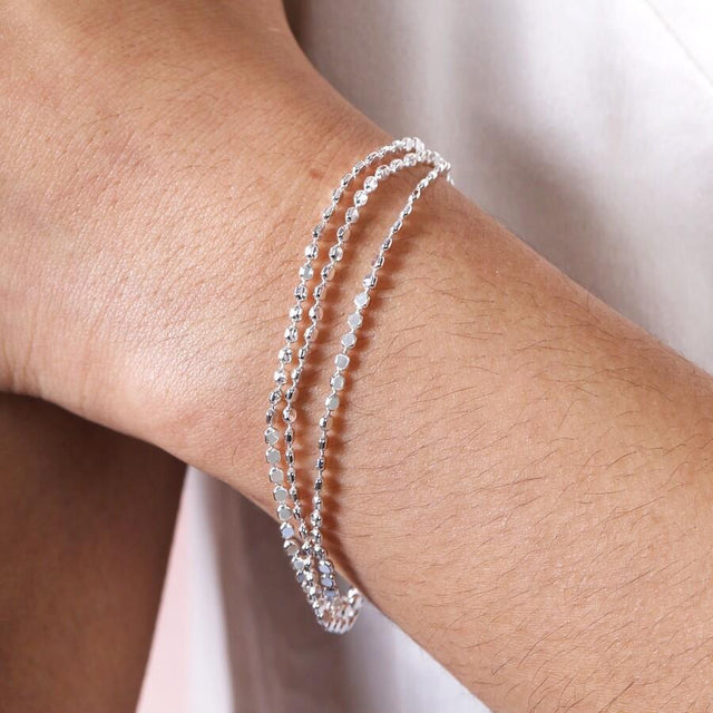 Triple Layer Chain Bracelet in Silver