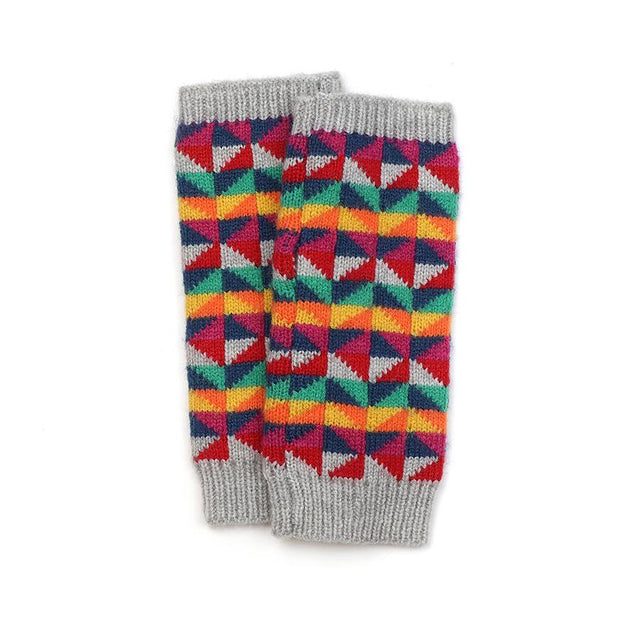 Multi Rainbow Geo Pattern Wristwarmers