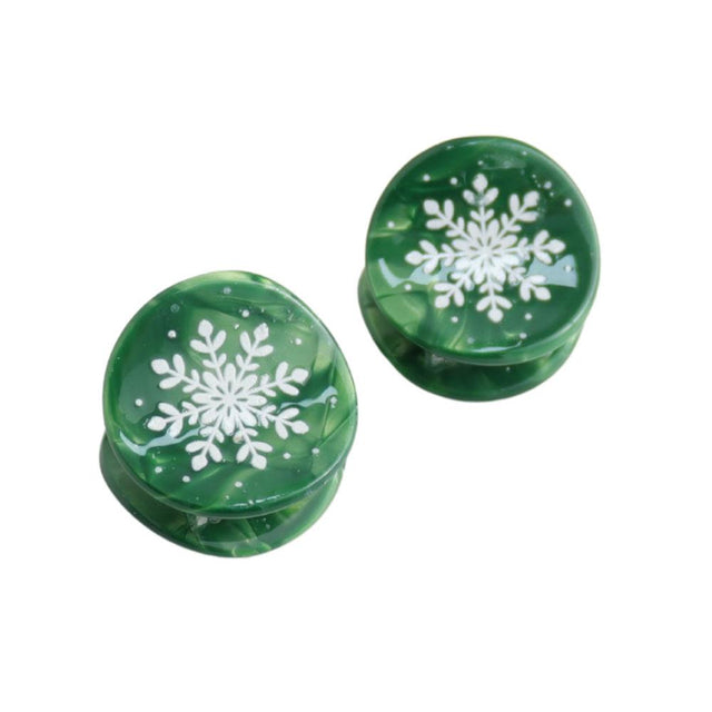 Mini Green Snowflake Hair Claw Clips