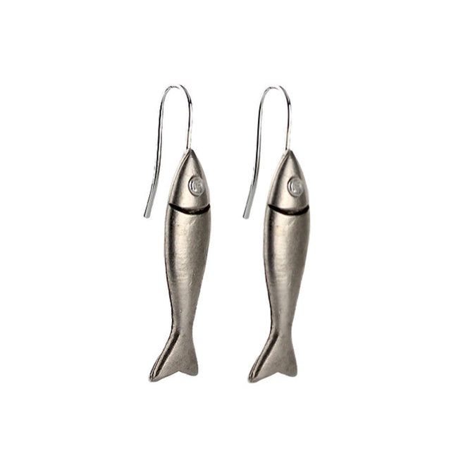 Silver Dangly Fish Drop Earrings