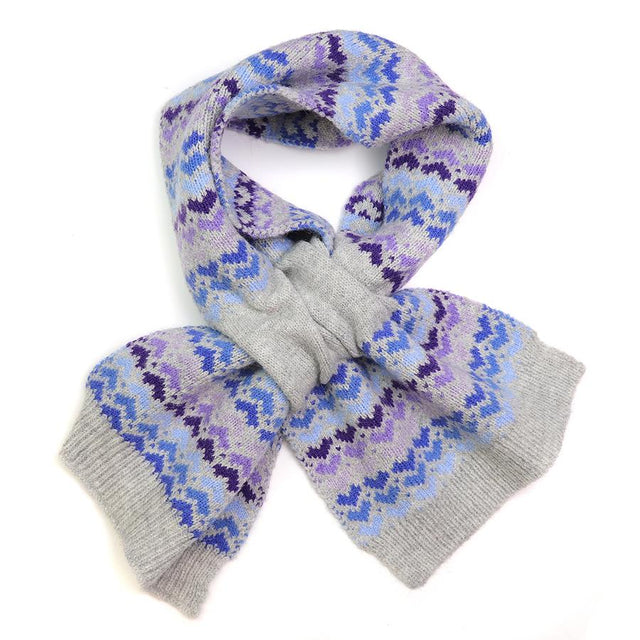 Pom Boutique Blue Hearts Wool Blend Pull Through Scarf