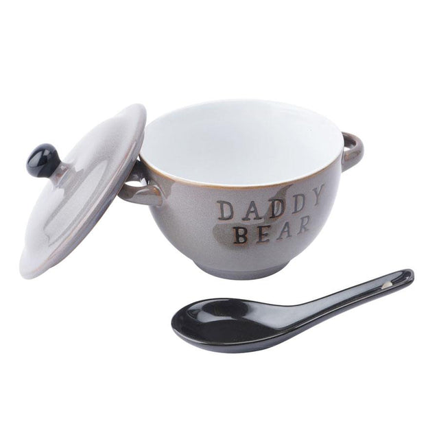 Daddy Bear Porridge Bowl and Spoon with Lid Removed