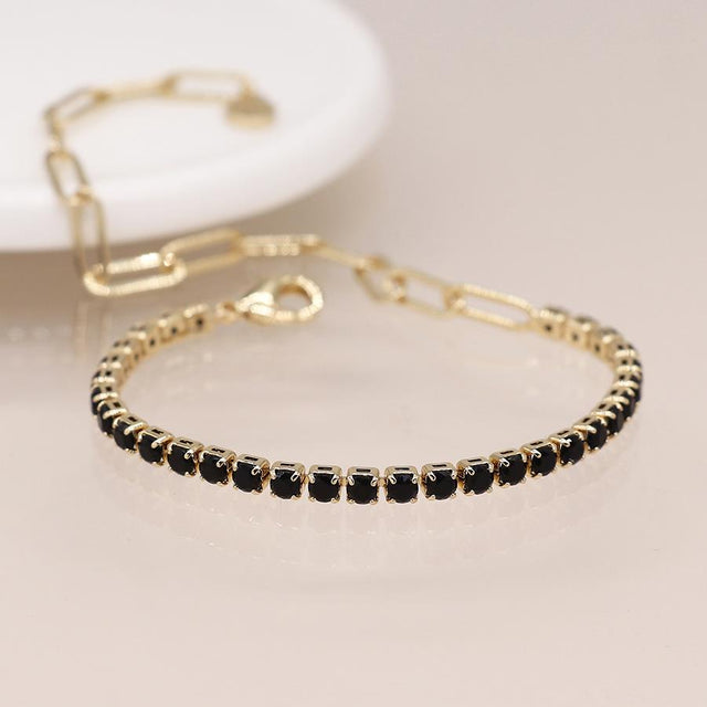 Faux Gold Black Crystal Bracelet