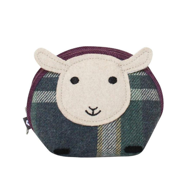 Green, Blue and Purple Tweed Sheep Coin Purse