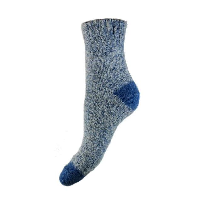 Blue Fluffy Wool Blend Women's Socks Miss Sparrow