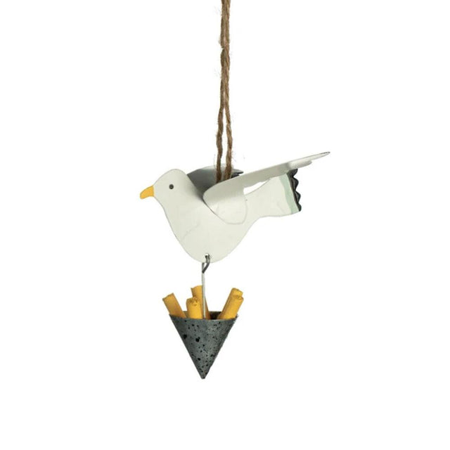 Seagull Steals Chips Metal Hanging Decoration