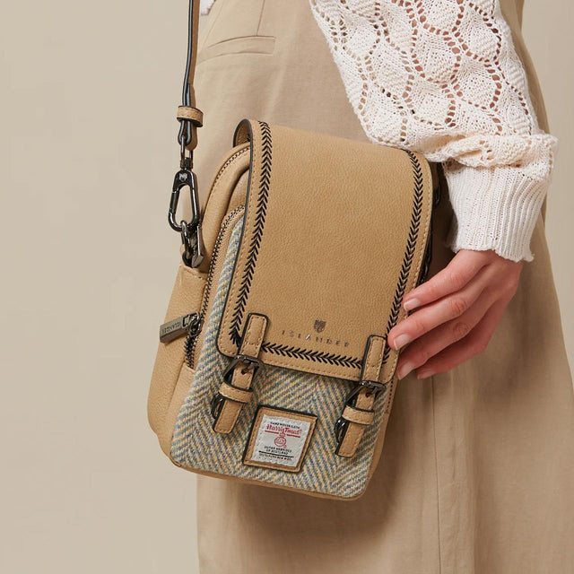 Harris Tweed Blue and Cream Herringbone Cross Body Bag