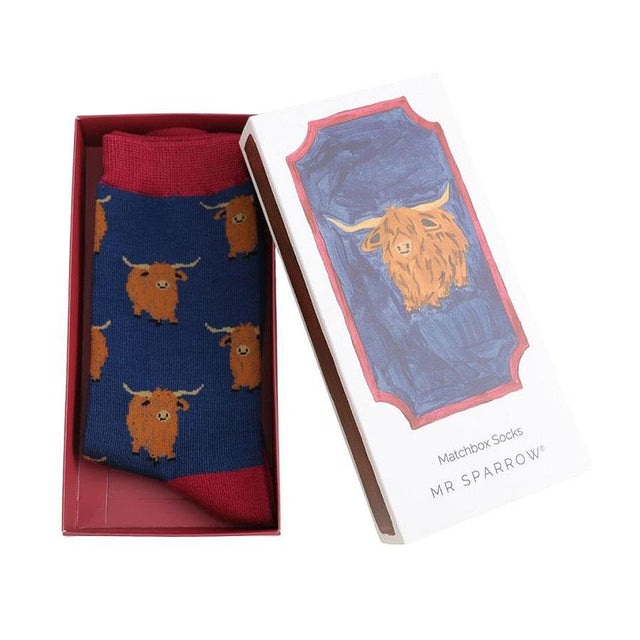 Highland Cow Men's Socks in Matchbox