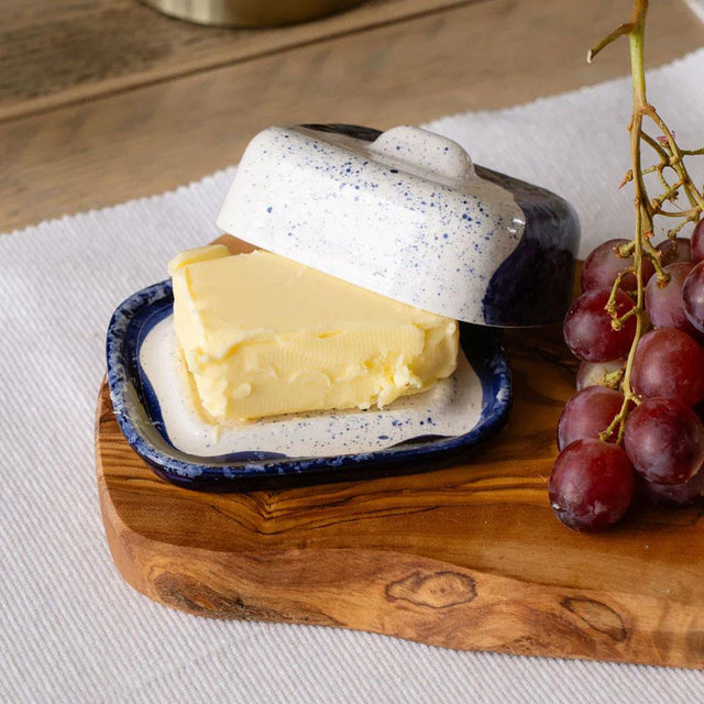 Wave Mini Ceramic Butter Dish in Situ