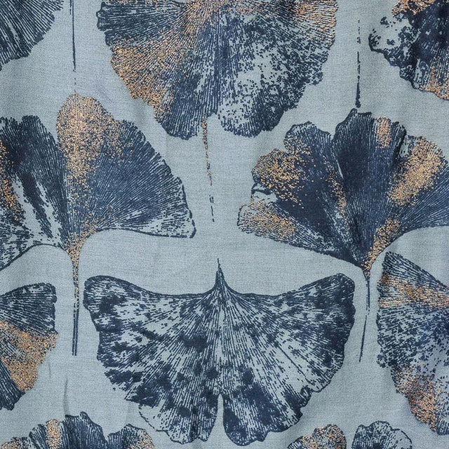 Blue Gingko and Gold Print Scarf