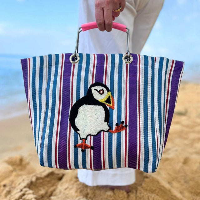 Puffin and Stripes Tote Bag