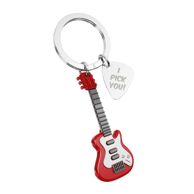 Red Electric Guitar with Pick Keyring