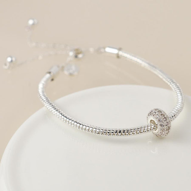 Silver Pave Crystal Mini Hoop Bracelet