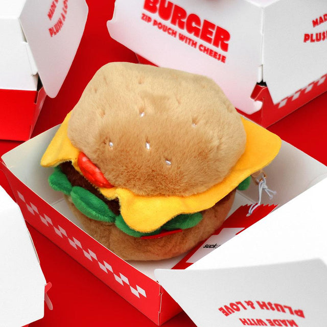 Plush Hamburger Zip Pouch in Gift Box